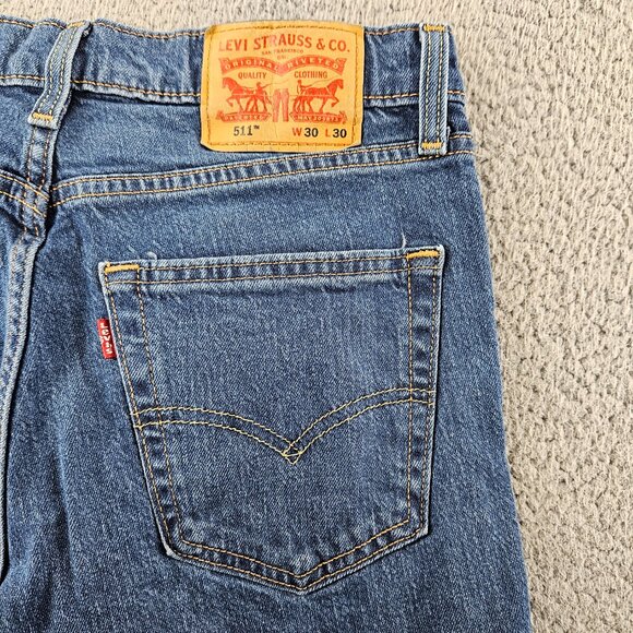 Levis Jeans Mens 30x30 Blue 511 Slim Fit Straight Leg Modern Stretch Work Pants - Picture 13 of 16